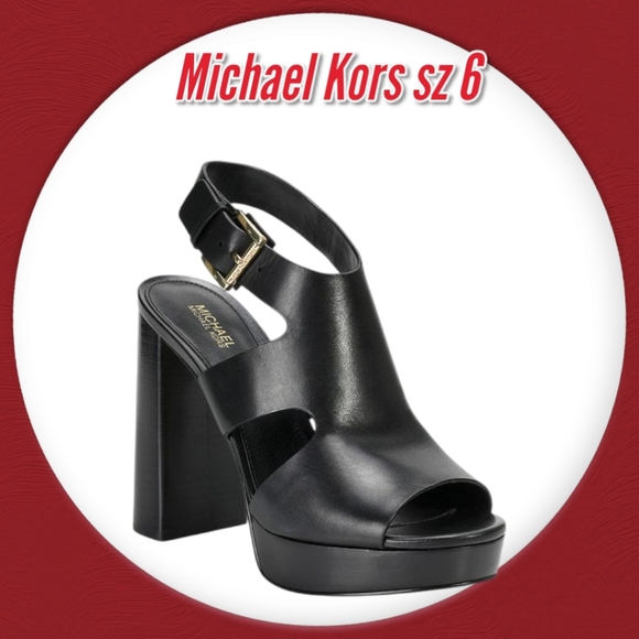 Michael Kors Noelle Glimmer Leather Platform Block Heels Sandals - Picture 1 of 14